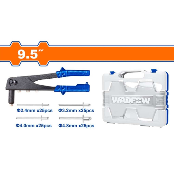 Bộ kìm rút đinh rivet 9.5inch và đinh rút 101 chi tiết Wadfow WHR1909