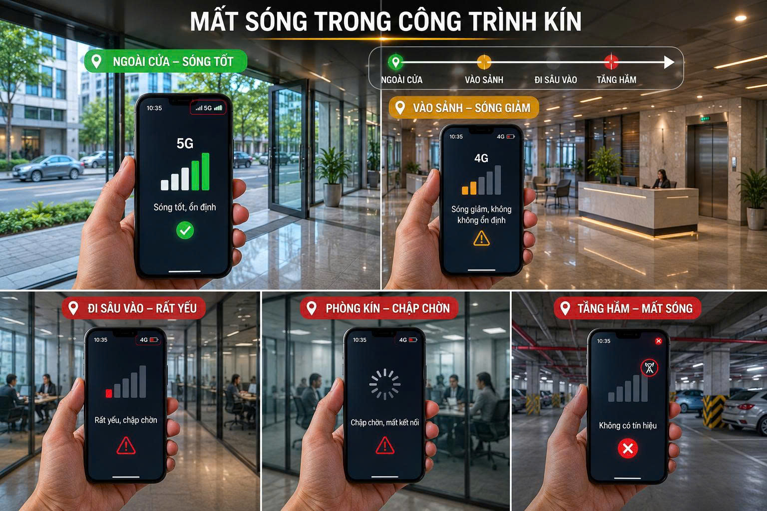 Bộ Kích Sóng Điện Thoại Di Động Hoạt Động Thế Nào Trong Không Gian Nhiều Vật Cản?