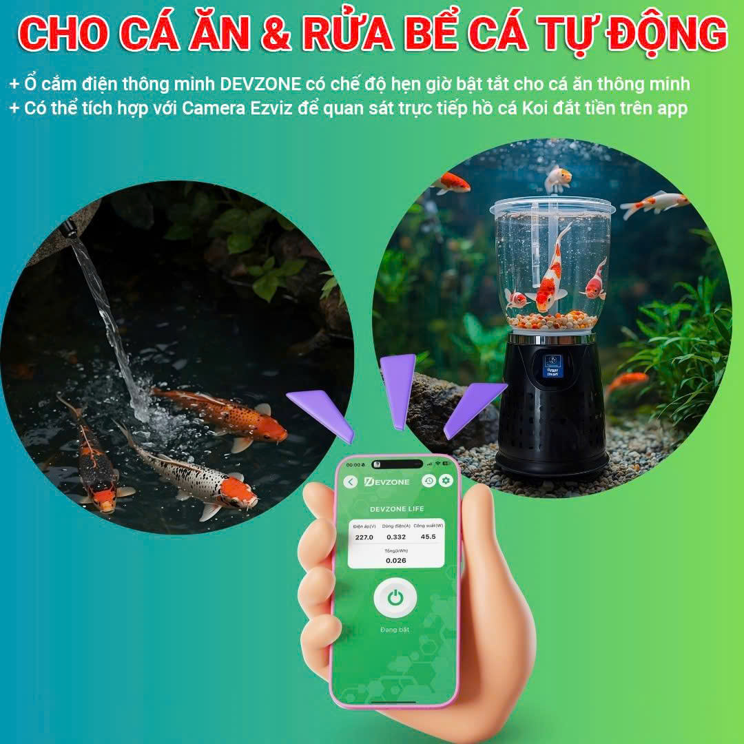 Ổ Cắm Thông Minh DEVZONE – Giải Pháp Cho Người Nuôi Cá Koi Thông Minh