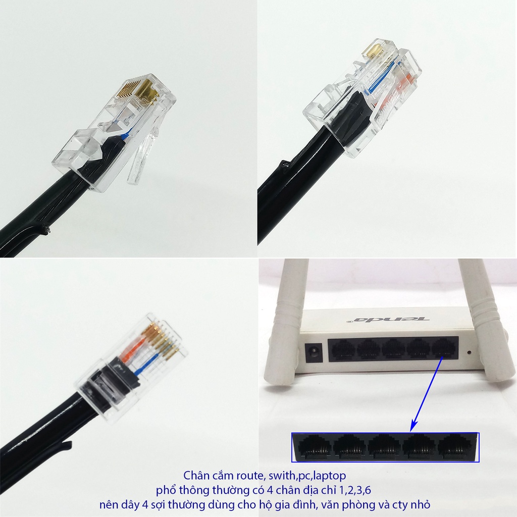 100m dây mạng ngoài trời lõi đồng nguyên chất có sợi cáp chịu lực căng kéo bọc bạc dầu chống ẩm côn trùng cắn bấm sẵn 2 đầu