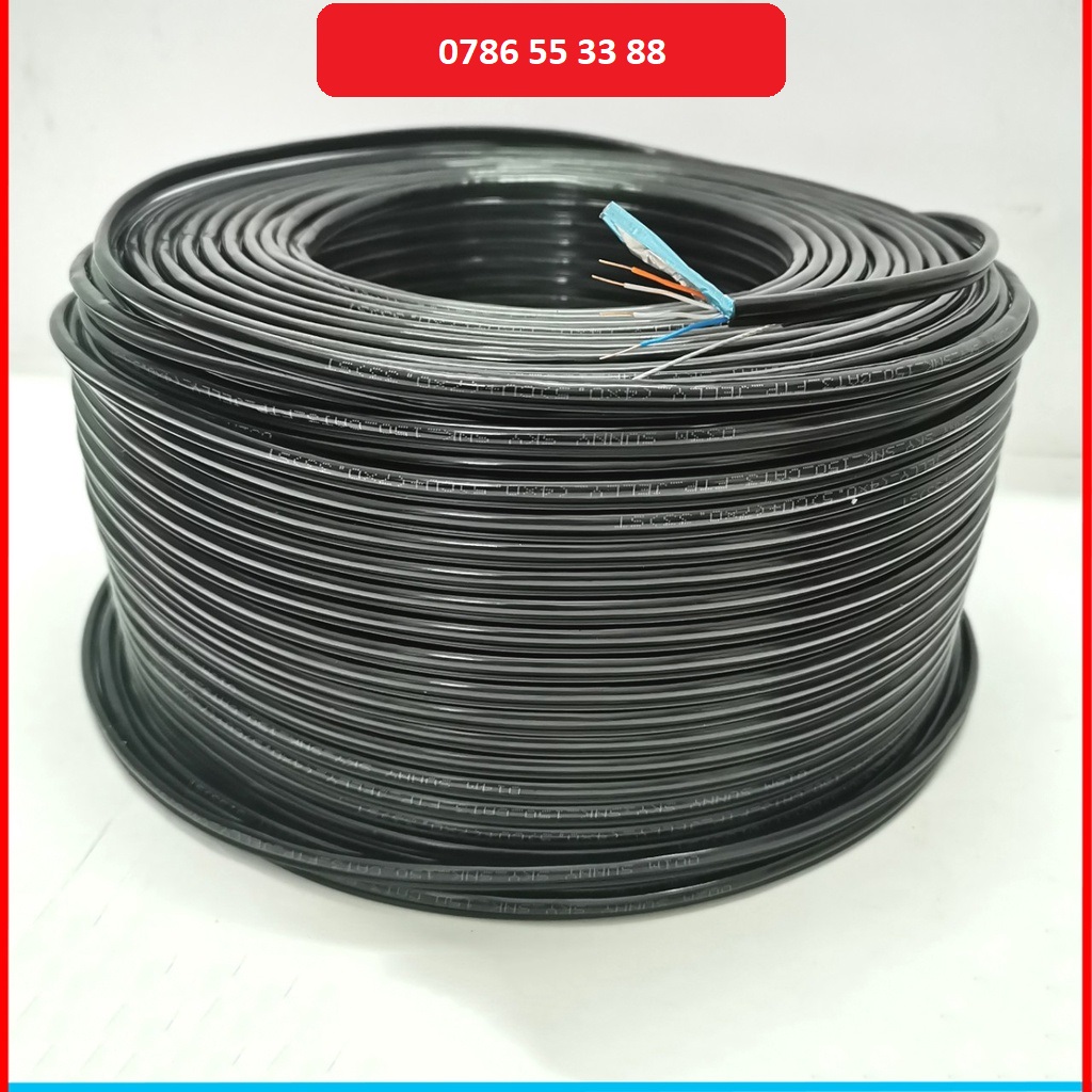 100m dây mạng ngoài trời lõi đồng nguyên chất có sợi cáp chịu lực căng kéo bọc bạc dầu chống ẩm côn trùng cắn bấm sẵn 2 đầu