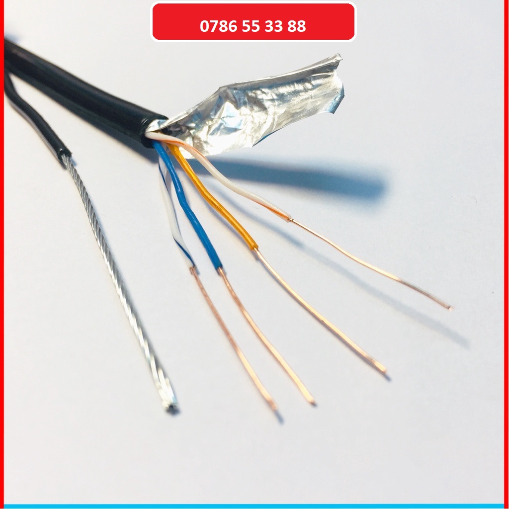 100m dây mạng ngoài trời lõi đồng nguyên chất có sợi cáp chịu lực căng kéo bọc bạc dầu chống ẩm côn trùng cắn bấm sẵn 2 đầu