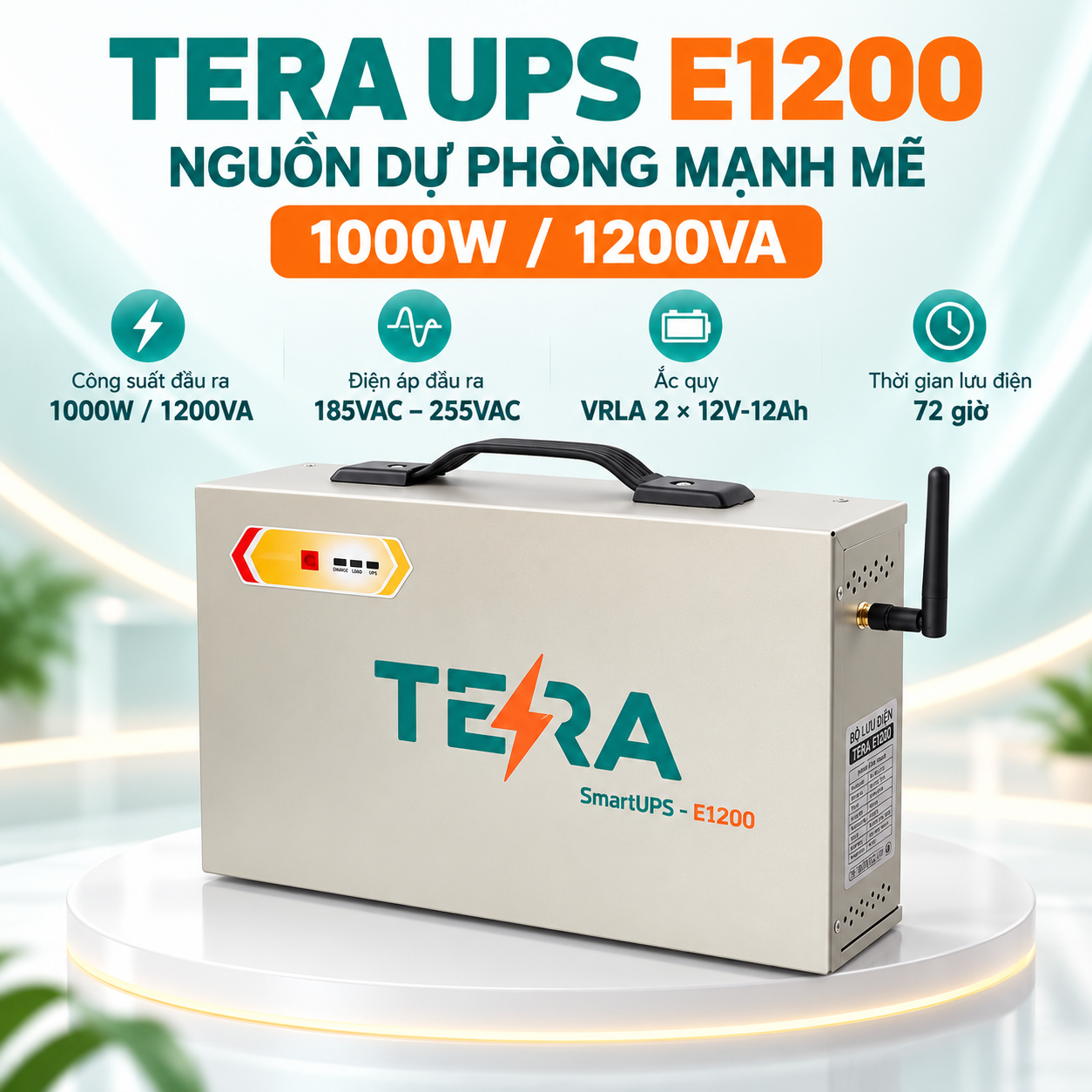 Bộ Lưu Điện TERA E1200 Cho Cửa Cuốn, Cổng Tự Động 1200VA