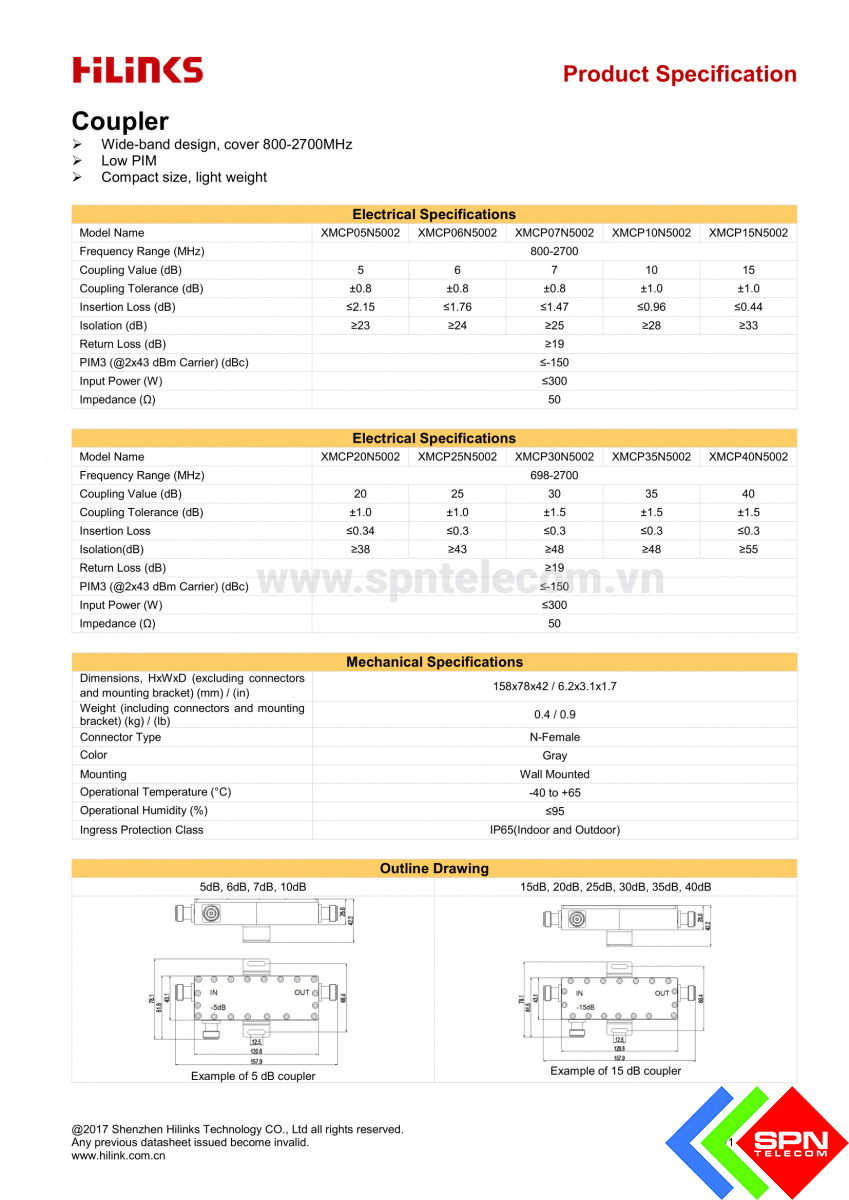 Bộ chia sóng công suất lệch suy hao chèn giảm 6 dB Directional Coupler nhiều cổng kích sóng điện thoại di động chính hãng