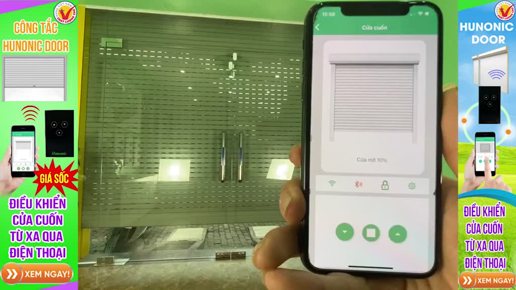 Bộ Công Tắc Điều Khiển Cửa Cuốn Qua Điện Thoại Hunonic Datic Thông Minh Wifi Từ Xa Bằng App Phiên Bản Rút Gọn Basic Tiết Kiệm