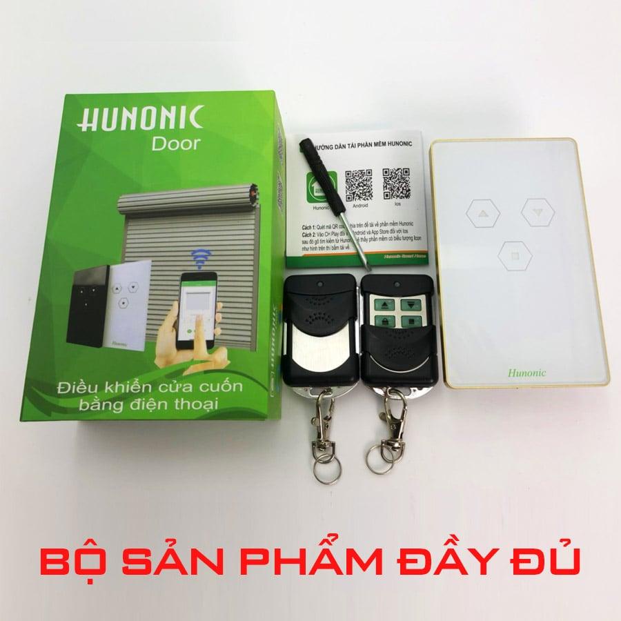 Bộ Công Tắc Điều Khiển Cửa Cuốn Qua Điện Thoại HUNONIC DOOR Thông Minh Wifi Từ Xa Bằng App Bản Full Viền Nhôm Khung Thép Điều Khiển Bluetooth kèm 2 remote cầm tay cao cấp