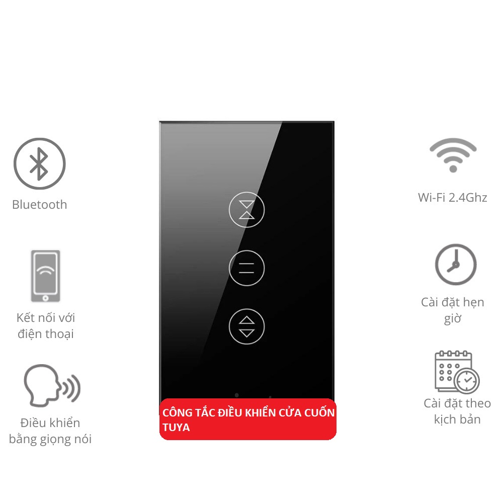 Bộ Công Tắc Điều Khiển Cửa Cuốn Qua Điện Thoại TUYA Wifi Từ Xa Bằng App Giọng nói Cài Đặt Hẹn Giờ Smart Life Cao Cấp