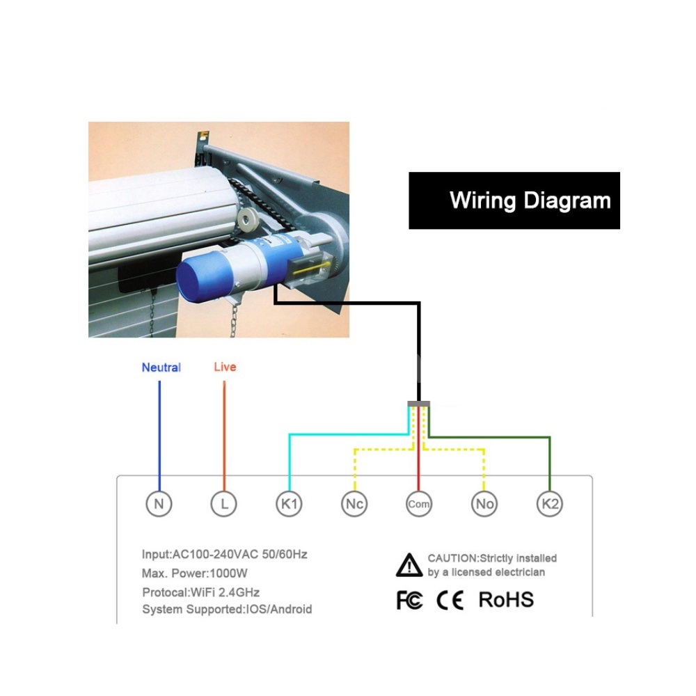 Bộ Công Tắc Điều Khiển Cửa Cuốn Qua Điện Thoại TUYA Wifi Từ Xa Bằng App Giọng nói Cài Đặt Hẹn Giờ Smart Life Cao Cấp