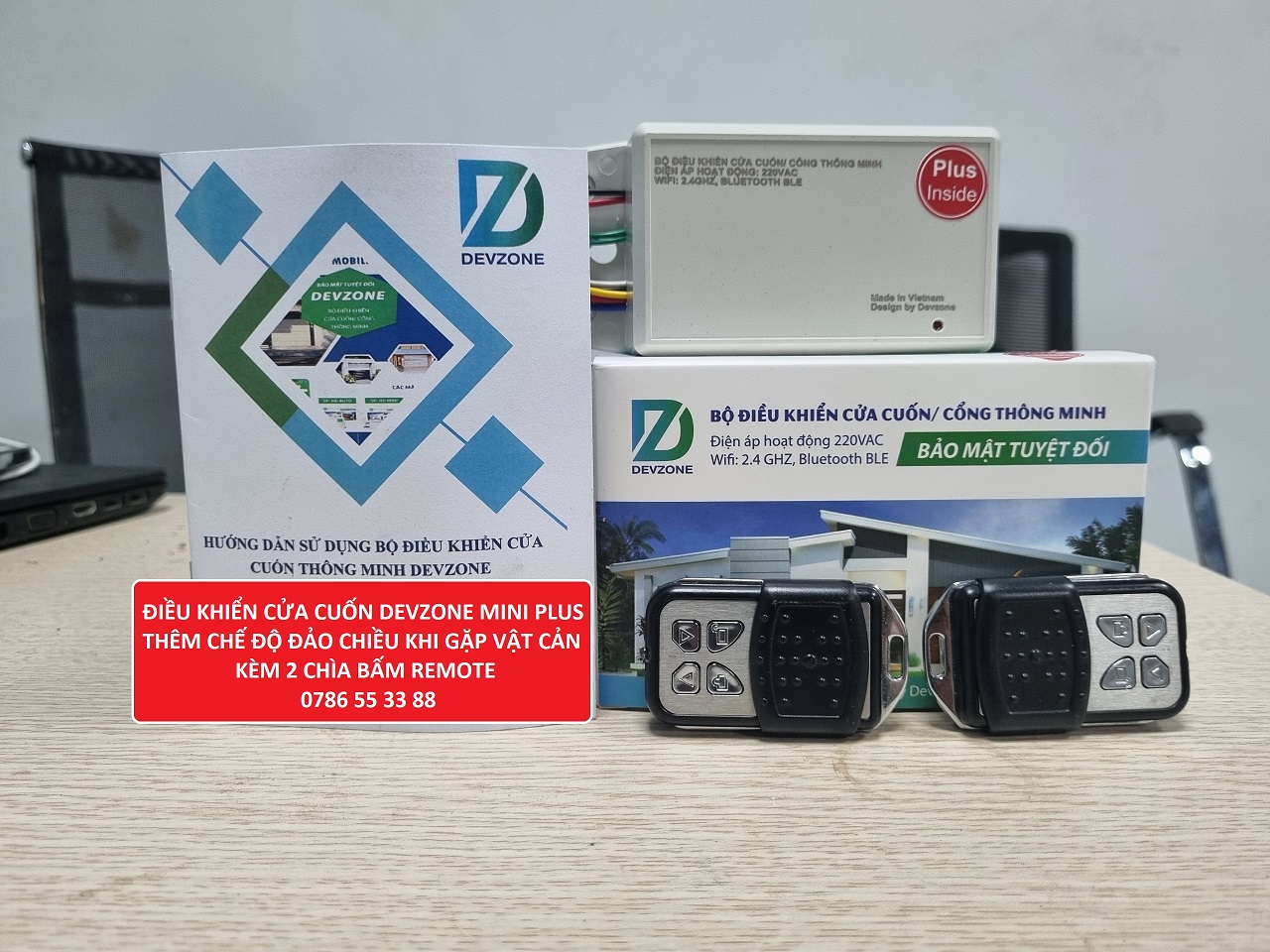 Bộ Điều Khiển Cửa Cuốn Qua Điện Thoại Từ Xa DEVZONE HD MINI Wifi Thông Minh Đóng Mở Cửa Bằng App Internet 3G 4G 5G Mẫu Mới 2023 Lắp Tương Thích Các Loại Cửa Hiện Đại Cao Cấp