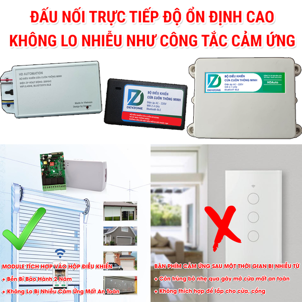 Hộp Điều Khiển Cửa Cuốn Bằng Điện Thoại DEVZONE VBOX Cắm Giắc Trực Tiếp Vào Mô Tơ Đóng Mở Cửa Kèm Chìa Remote Cao Cấp