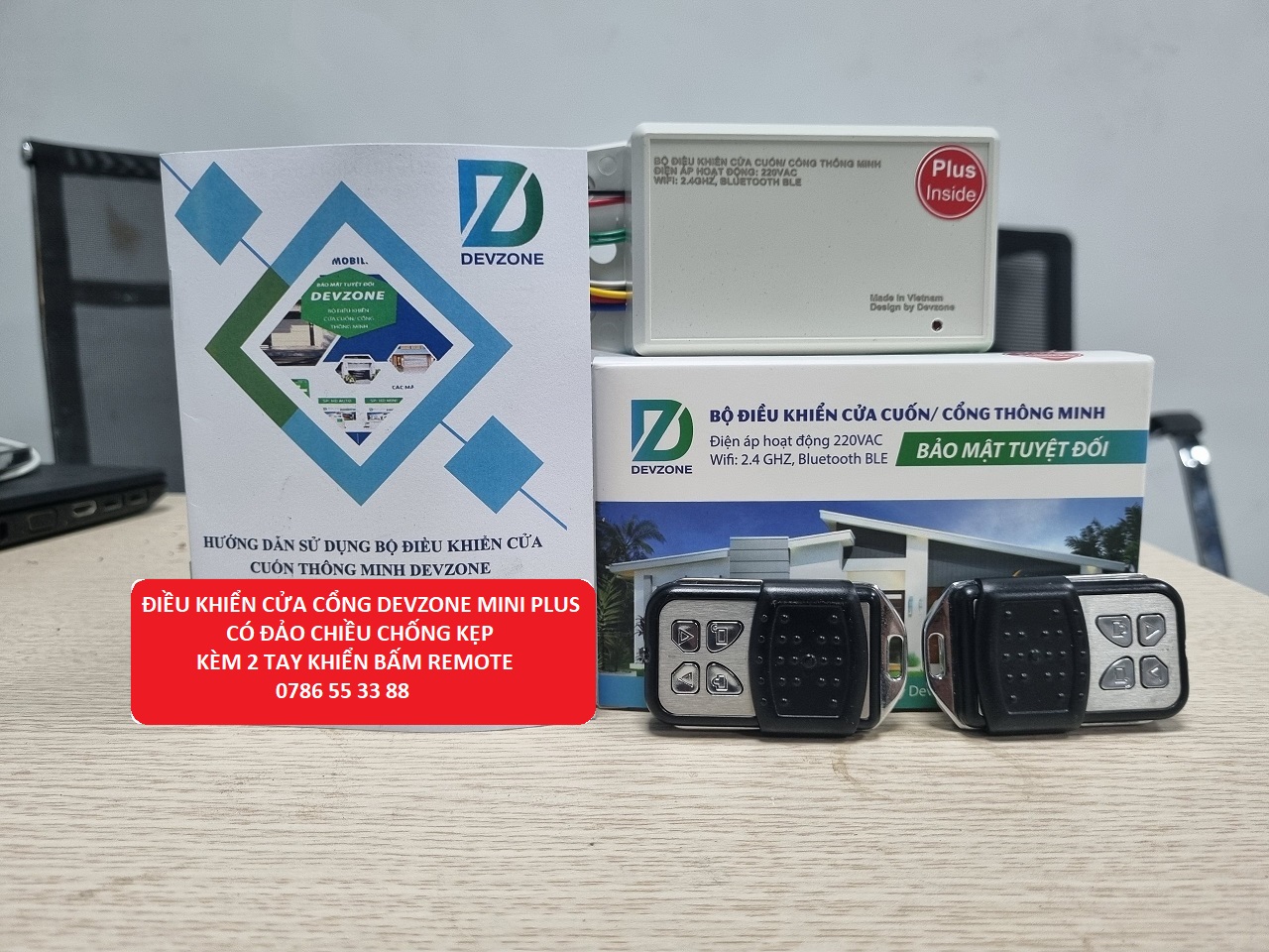 Bộ điều khiển đóng mở cổng tự động từ xa qua điện thoại thông minh DEVZONE HD Mini Wifi các loại động cơ tay đòn motor âm sàn cửa lùa xếp