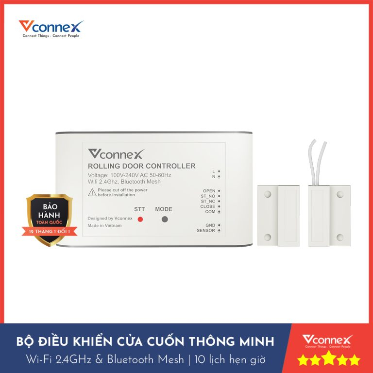 Bộ điều khiển đóng mở cửa cuốn bằng điện thoại thông minh VCONNEX wifi cảnh báo theo dõi cửa cổng từ xa cao cấp