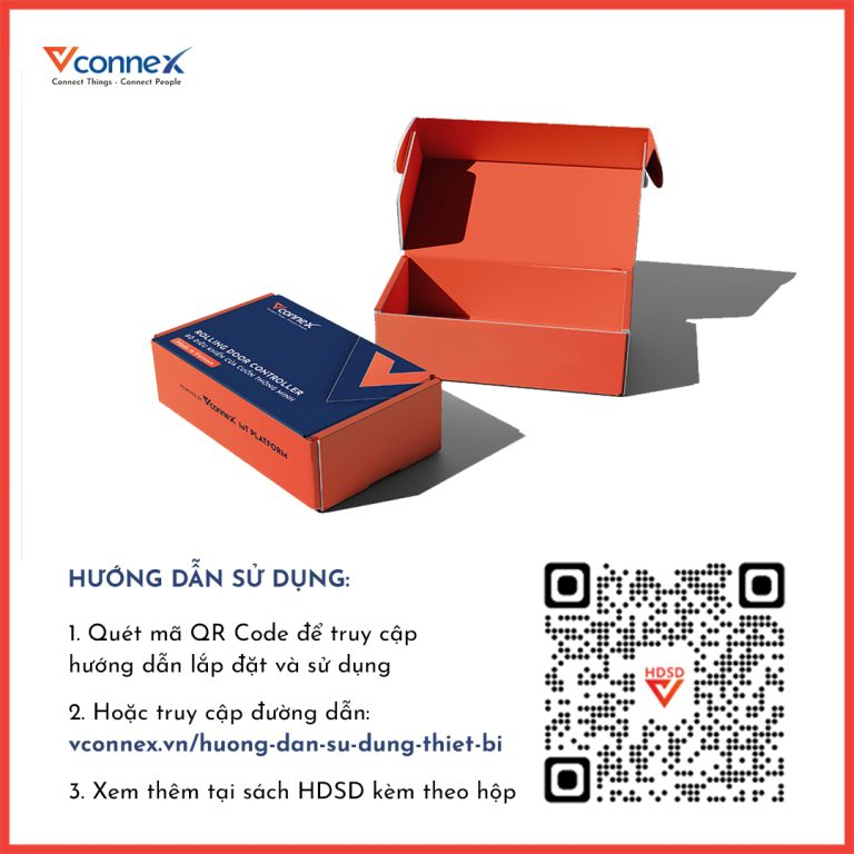 Bộ điều khiển đóng mở cửa cuốn bằng điện thoại thông minh VCONNEX wifi cảnh báo theo dõi cửa cổng từ xa cao cấp