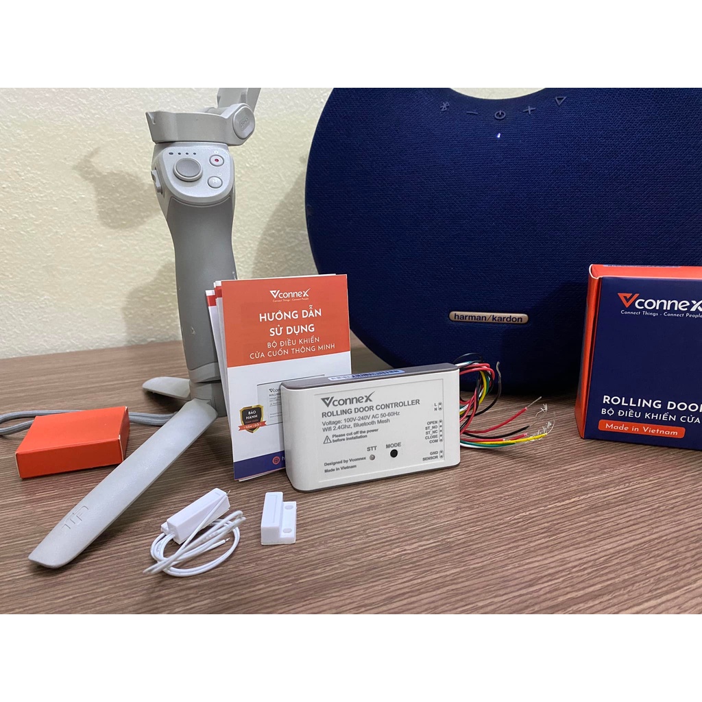 Bộ điều khiển đóng mở cửa cuốn bằng điện thoại thông minh VCONNEX wifi cảnh báo theo dõi cửa cổng từ xa cao cấp