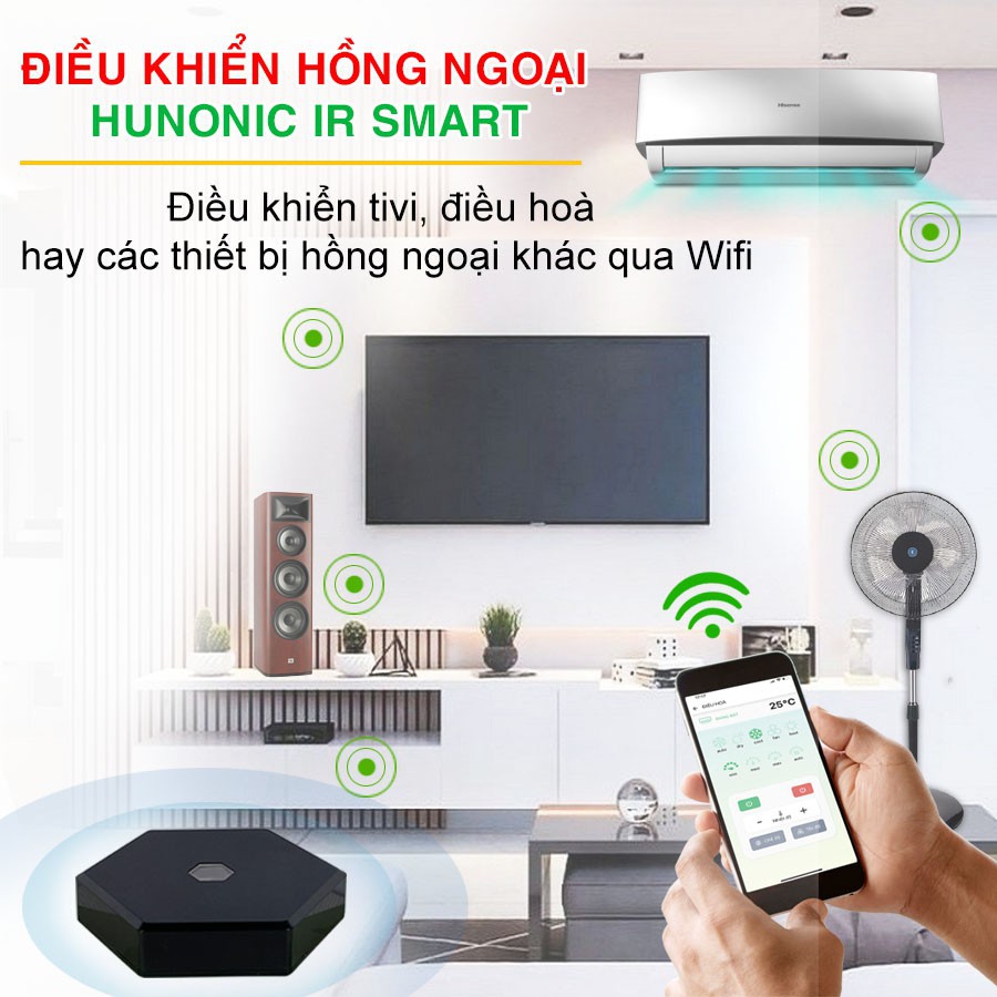 Bộ điều khiển hồng ngoại IR thông minh wifi bật tắt tivi, điều hòa, quạt từ xa qua điện thoại chính hãng