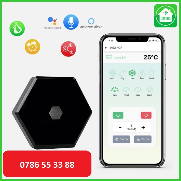 Bộ điều khiển hồng ngoại IR thông minh wifi bật tắt tivi, điều hòa, quạt từ xa qua điện thoại chính hãng