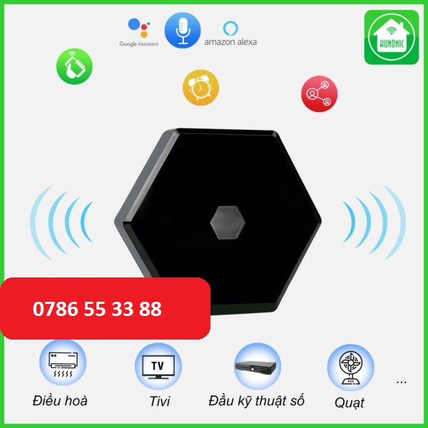 Bộ điều khiển hồng ngoại IR thông minh wifi bật tắt tivi, điều hòa, quạt từ xa qua điện thoại chính hãng