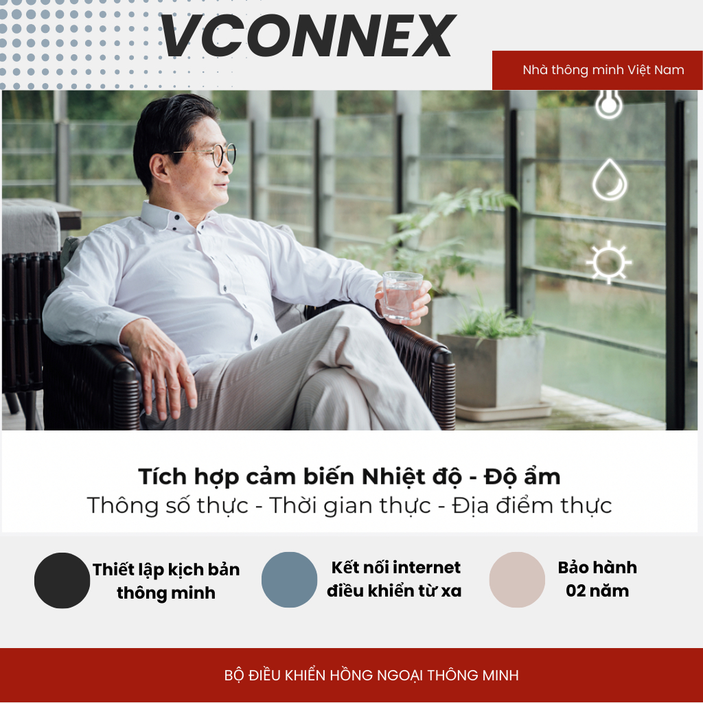Bộ điều khiển hồng ngoại thông minh wifi VCONNEX bật tắt điều hòa tivi quạt thiết bị từ xa qua điện thoại