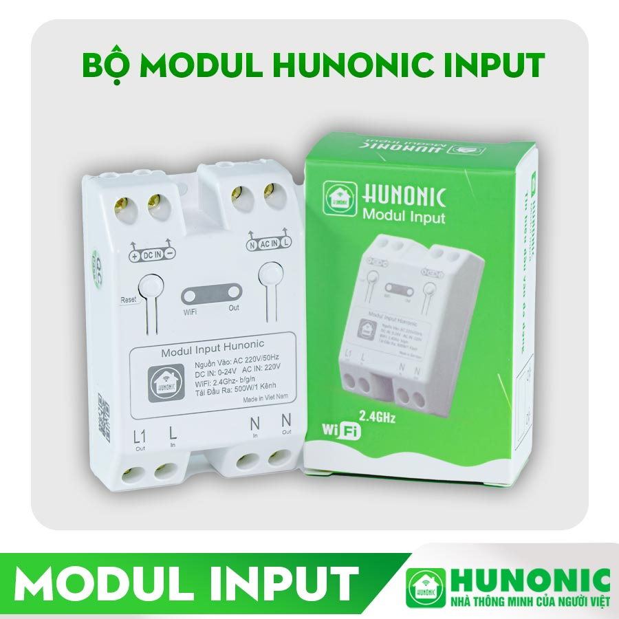Bộ kết nối cảm biến Module Input HUNONIC điều khiển cảnh báo bật tắt thiết bị theo ngữ cảnh thông minh từ xa qua điện thoại