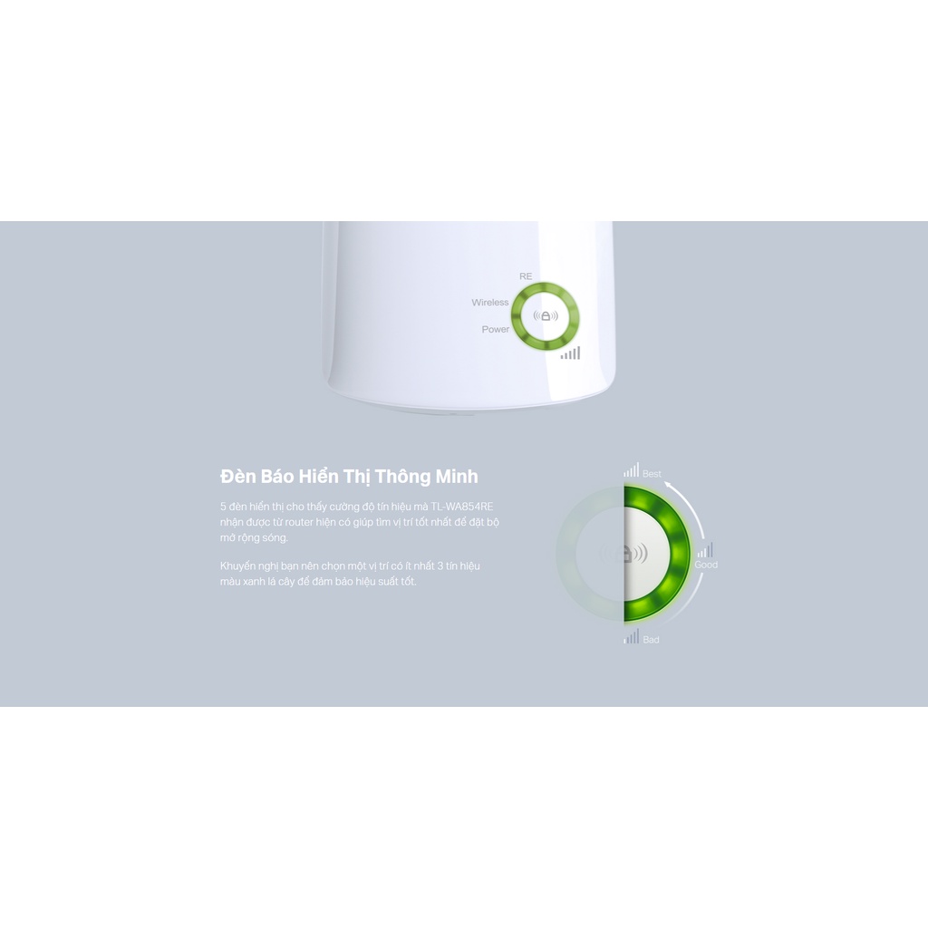 Bộ kích sóng Wifi TP-LINK TL WA 854 RE cắm trực tiếp ổ điện tăng cường mở rộng xuyên tường vùng tín hiệu wifi yếu