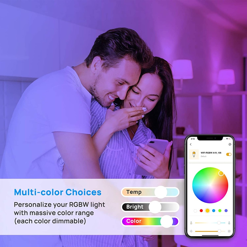 Bóng Đèn Thông Minh Wifi TUYA 9W Nhiều Màu Ấm Lạnh Đa Sắc Nháy Theo Nhịp Nhạc Điều Khiển Bật Tắt Từ Xa Qua Điện Thoại