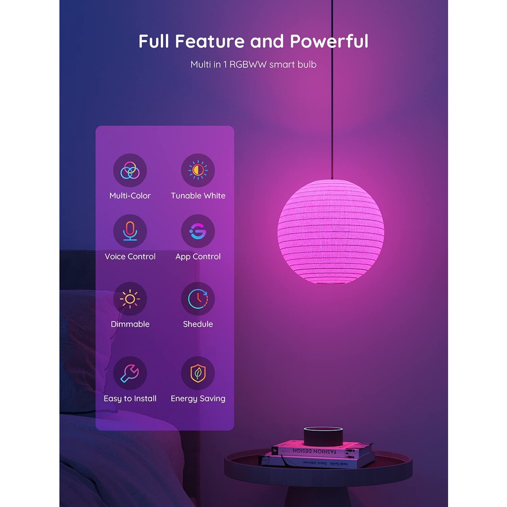 Bóng Đèn Thông Minh Wifi TUYA 9W Nhiều Màu Ấm Lạnh Đa Sắc Nháy Theo Nhịp Nhạc Điều Khiển Bật Tắt Từ Xa Qua Điện Thoại