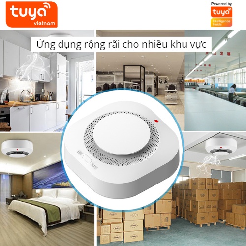 Cảm Biến Báo Khói thông minh TUYA Wifi Có Loa Báo Động 90db Cảnh Báo Kịp Thời Cháy Nổ Từ Xa Qua Điện Thoại