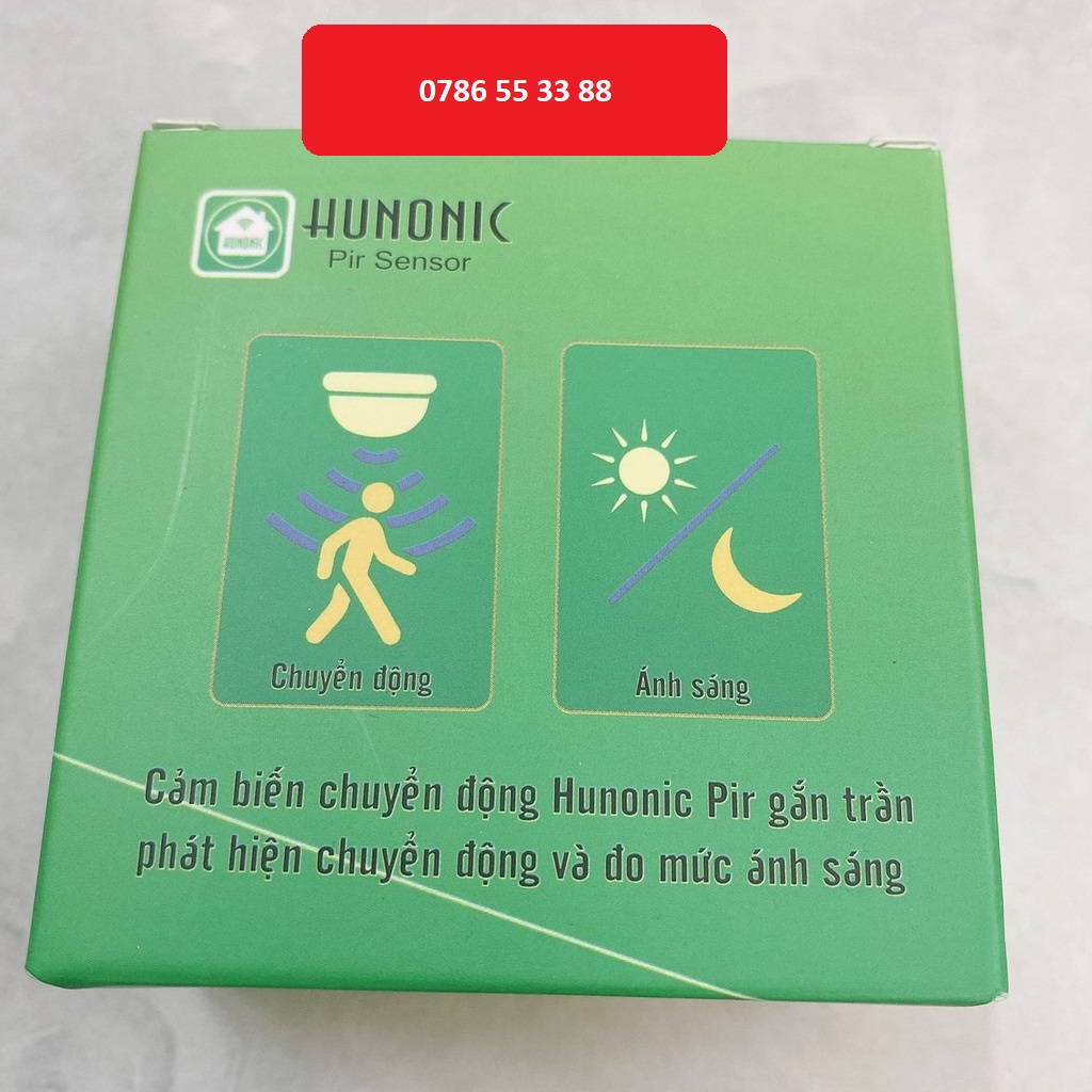 Cảm biến chuyển động HUNONIC đo mức ánh sáng phát hiện người ra vào trộm đột nhập kết nối Bluetooth điều khiển giọng nói
