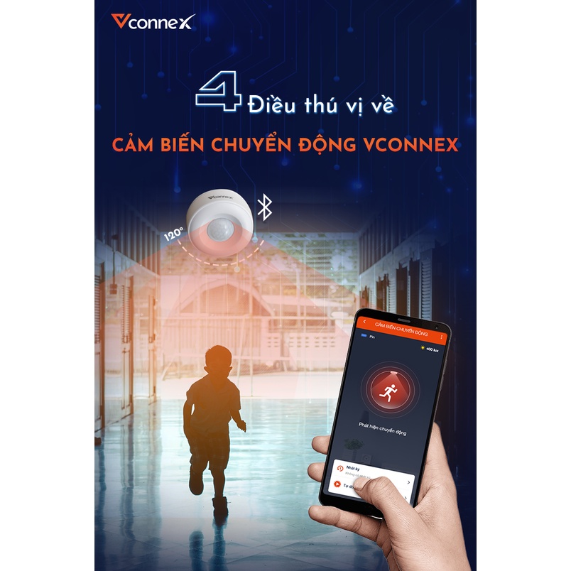 Cảm Biến Chuyển Động Thông Minh PIR VCONNEX Bluetooth Zigbee phát hiện trộm đột nhập cảnh báo xâm nhập ra vào từ xa qua điện thoại
