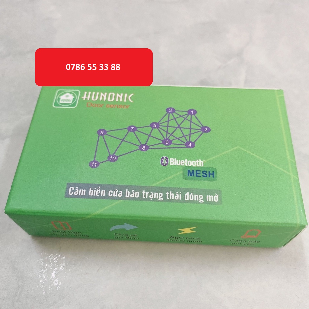 Cảm biến đóng mở cửa HUNONIC Door Sensor cảnh báo phát hiện cửa cổng ngăn kéo tủ bị cậy phá qua điện thoại