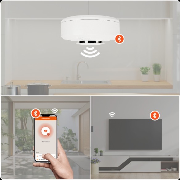 Cảm biến khói VCONNEX phòng cháy cảnh báo cháy liên gia thông minh NB ioT wifi phát hiện cháy nổ từ xa qua điện thoại