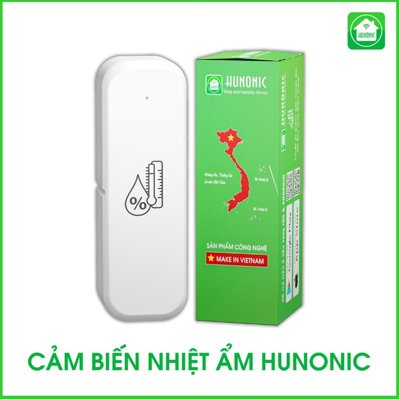 Cảm biến nhiệt ẩm kế thông minh HUNONIC kiểm soát cảnh báo môi trường qua điện thoại để tự động điều khiển bật tắt thiết bị từ xa