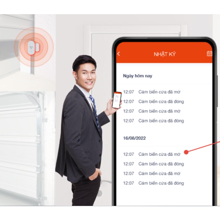 Cảm Biến Phát Hiện Đóng Mở Cửa VCONNEX Zigbee báo động tạo kịch bản nhà thông minh từ xa qua điện thoại