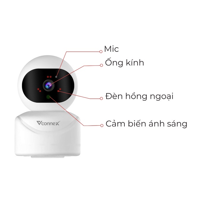 Camera thông minh VCONNEX AI wifi phát hiện chuyển động đàm thoại 2 chiều giám sát theo dõi điều khiển thiết bị smart home cao cấp