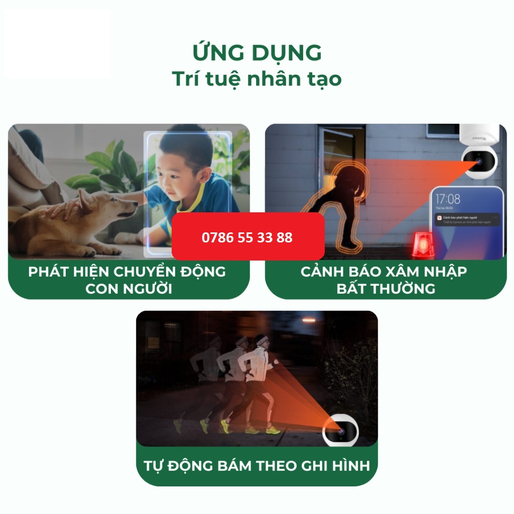Camera thông minh VCONNEX AI wifi phát hiện chuyển động đàm thoại 2 chiều giám sát theo dõi điều khiển thiết bị smart home cao cấp