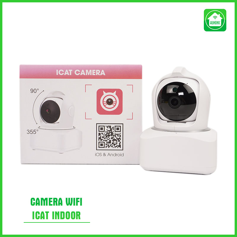 Camera wifi thông minh ICat mini indoor outdoor AI app HUNONIC siêu nét theo dõi điều khiển nhà thông minh từ xa qua điện thoại