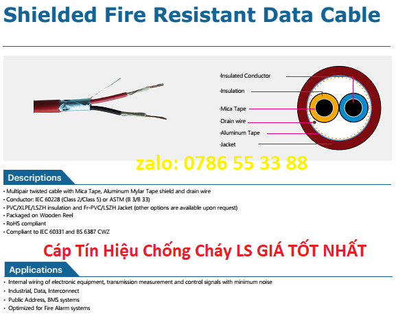Cáp tín hiệu chống cháy LS giá tốt nhất cho công trình điện nhẹ báo cháy thầu ME chính hãng