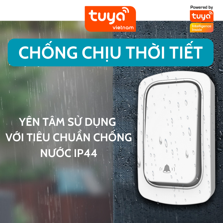Chuông Cửa Không Dây Thông Minh TUYA Wifi Không Cần Dùng Pin Điều Khiển Cảnh Báo Từ Xa Qua Điện Thoại