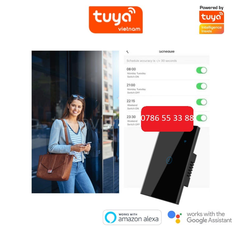 Công Tắc Bình Nóng Lạnh Cảm Ứng Thông Minh TUYA Wifi 4400W 20A Theo Dõi Bật Tắt Hẹn Giờ Điều Khiển Từ Xa Qua Điện Thoại