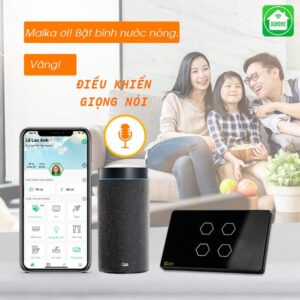 Công tắc cảm ứng thông minh Wifi HUNONIC Datic 4 nút điều khiển bật tắt thiết bị từ xa qua điện thoại