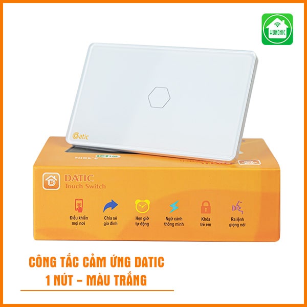 Công tắc cảm ứng thông minh Wifi HUNONIC Datic nút điều khiển bật tắt thiết bị điện bình nóng lạnh đóng mở cửa cuốn cổng tự động từ xa qua điện thoại