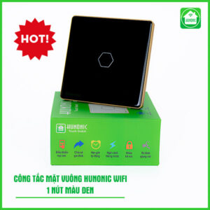 Công tắc cảm ứng thông minh Wifi HUNONIC mặt vuông nút điều khiển bật tắt thiết bị điện bình nóng lạnh công suất cao từ xa qua điện thoại