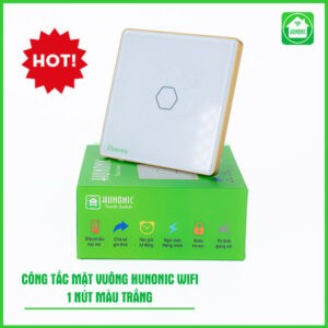 Công tắc cảm ứng thông minh Wifi HUNONIC mặt vuông nút điều khiển bật tắt thiết bị điện bình nóng lạnh công suất cao từ xa qua điện thoại