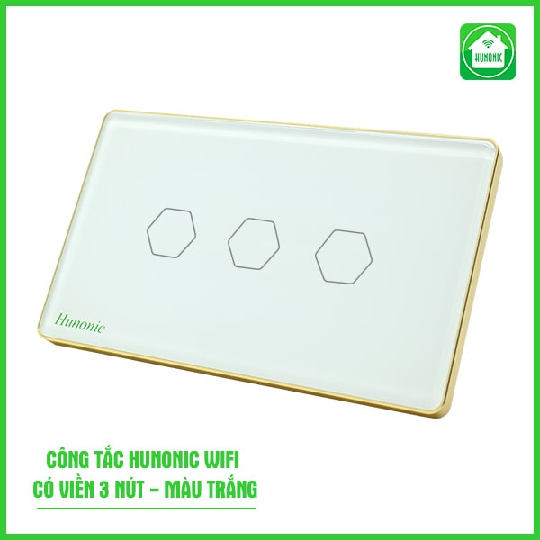 Công tắc cảm ứng thông minh wifi HUNONIC viền nhôm sang trọng điều khiển bật tắt thiết bị từ xa qua điện thoại cao cấp