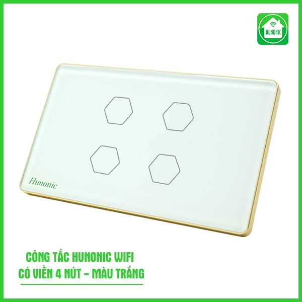Công tắc cảm ứng thông minh wifi HUNONIC viền nhôm sang trọng điều khiển bật tắt thiết bị từ xa qua điện thoại cao cấp