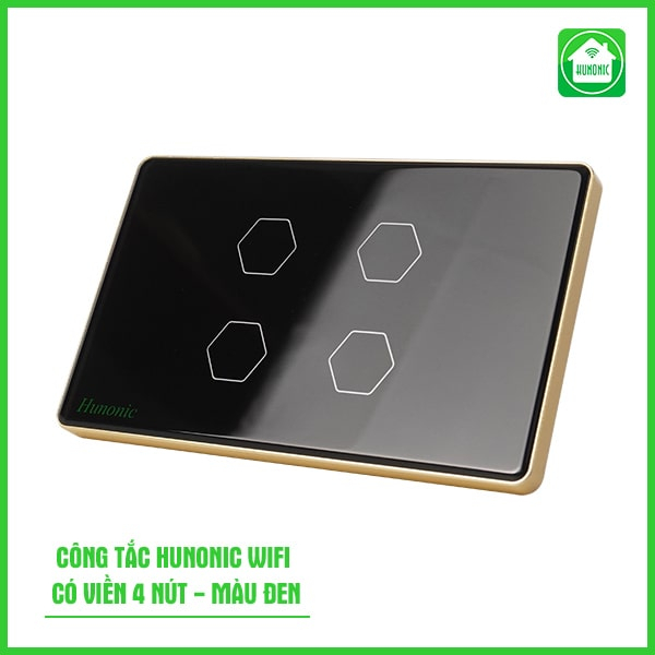 Công tắc cảm ứng thông minh wifi HUNONIC viền nhôm sang trọng điều khiển bật tắt thiết bị từ xa qua điện thoại cao cấp