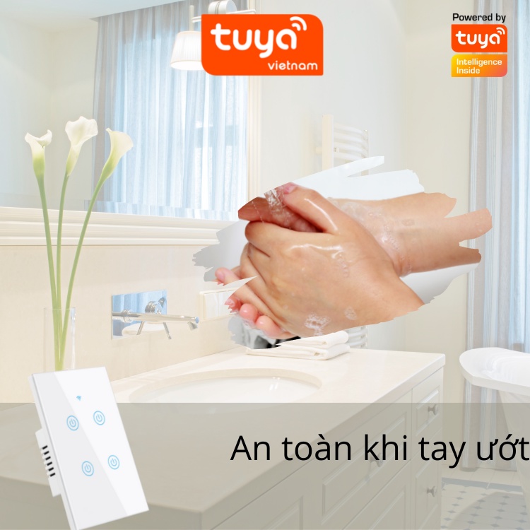 Công Tắc Cảm Ứng Thông Minh Wifi TUYA Hình Chữ Nhật 1-2-3-4 Nút Theo Dõi Điều Khiển Bật Tắt Thiết Bị Từ Xa Qua Điện Thoại