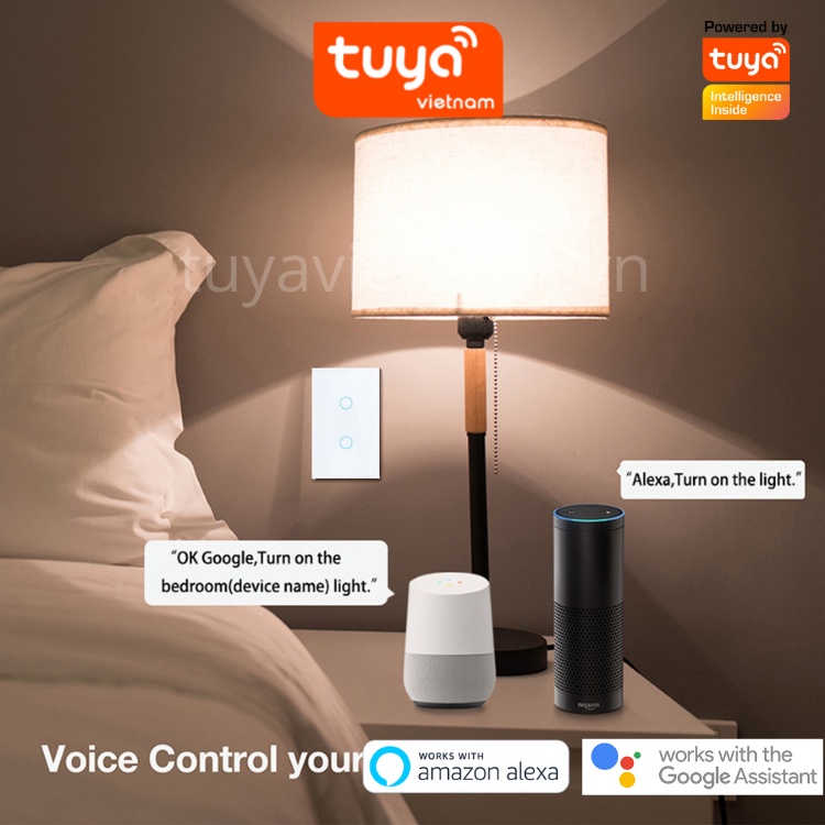 Công Tắc Cảm Ứng Thông Minh Wifi TUYA Hình Chữ Nhật 1-2-3-4 Nút Theo Dõi Điều Khiển Bật Tắt Thiết Bị Từ Xa Qua Điện Thoại