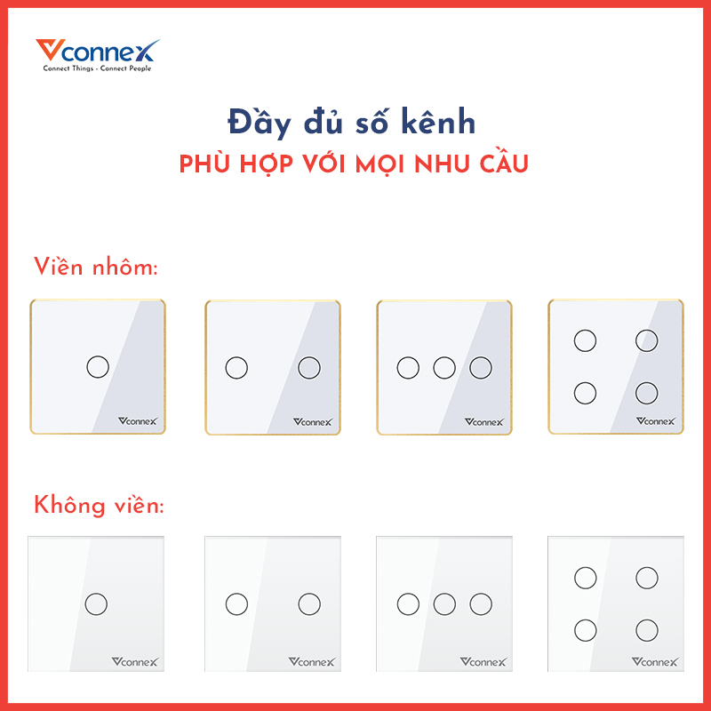 Công tắc cảm ứng thông minh wifi VCONNEX công suất cao 800 2500 W điều khiển bật tắt thiết bị từ xa qua điện thoại