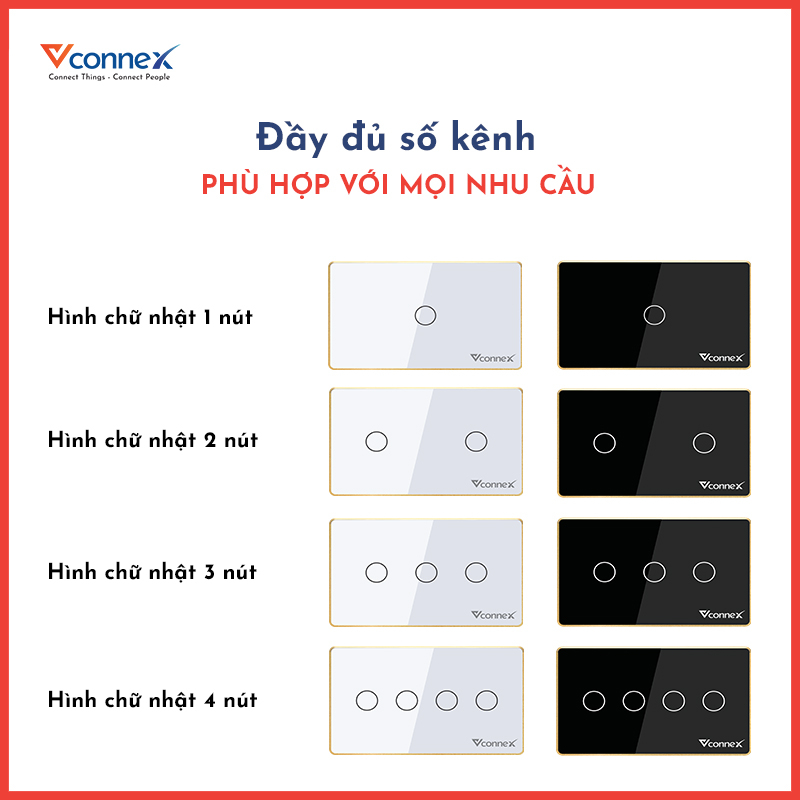 Công tắc cảm ứng thông minh wifi VCONNEX công suất cao 800 2500 W điều khiển bật tắt thiết bị từ xa qua điện thoại